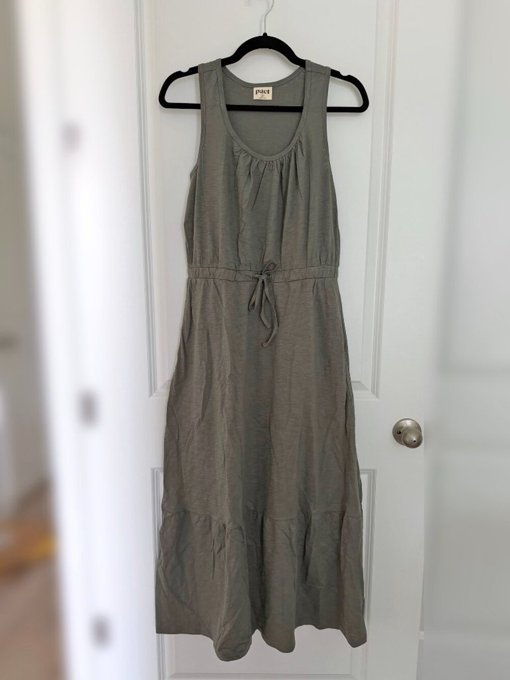 Pact Organic Cotton Relaxed Slub Tank Maxi Dress Size S - Picture 3 of 8
